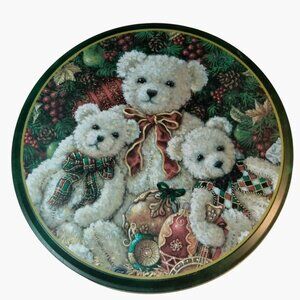 Brother Sister Design Studio Christmas Cookie Tin Teddy Bear Family Mom Babies